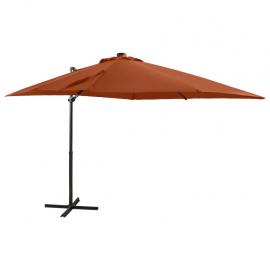 Frithængende parasol med stang og LED terracotta 250 cm , hemmetshjarta.dk