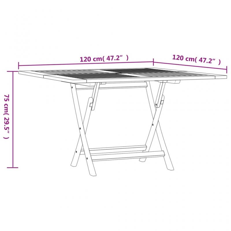 Sammenklappeligt spisebord til have 120x120x75 cm massiv teaktr , hemmetshjarta.dk