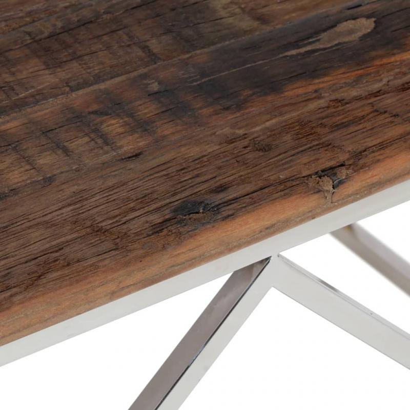 Sofabord rustfrit stl slv og massivt tr 100x100x50 cm , hemmetshjarta.dk