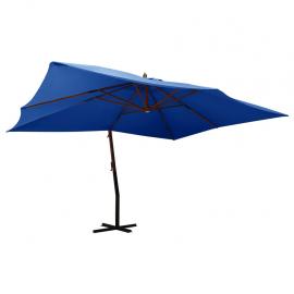 Frithængende parasol med træstang 400x300 cm azurblå , hemmetshjarta.dk