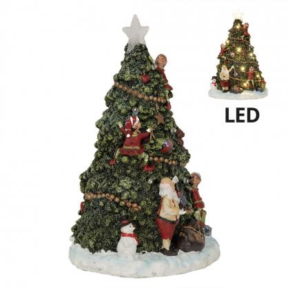 Julepynt med LED-belysning Juletr 26 cm Grn Polyresin , hemmetshjarta.dk