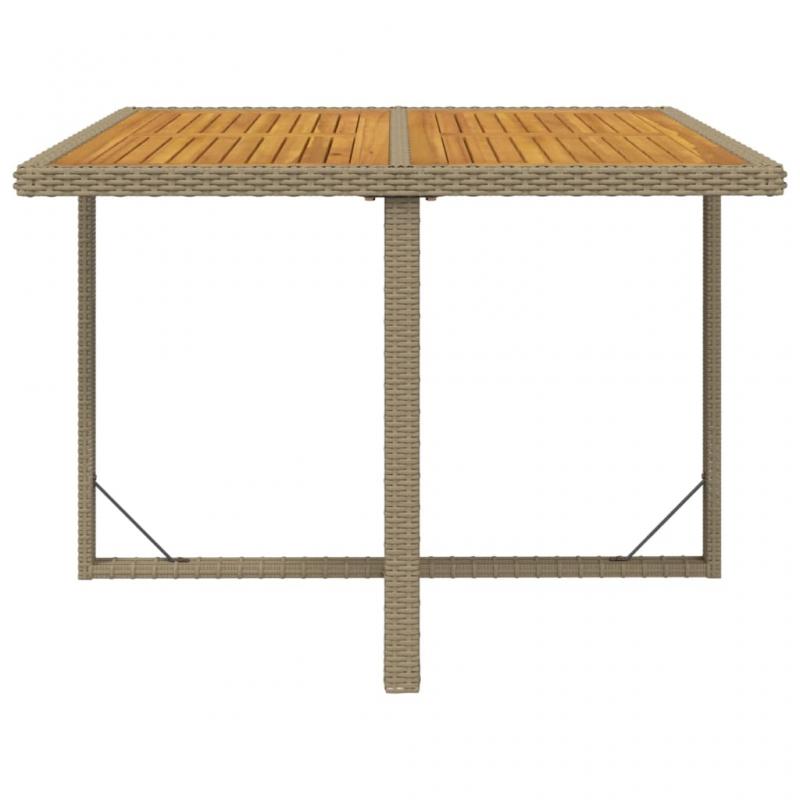 Spisebord til have 109x107x74 cm beige kunstrattan og akacietr , hemmetshjarta.dk