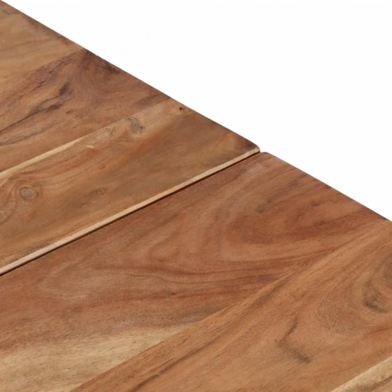 Sofabord rustfrit stl slv og massivt akacietr 100x100x50 cm , hemmetshjarta.dk