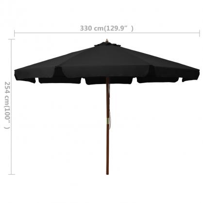 Parasol med trstang 330 cm sort , hemmetshjarta.dk