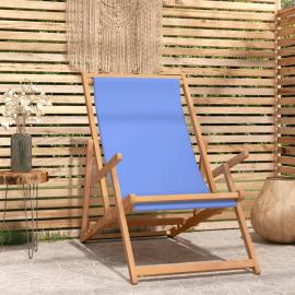 Sammenklappelig strandstol massiv teakblå , hemmetshjarta.dk