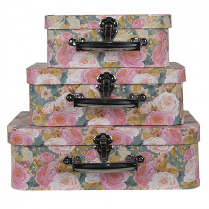 Dekorativ kuffert opbevaringsboks Pink 3-pack 30x22x10/25x19x9/20x16x8 , hemmetshjarta.dk