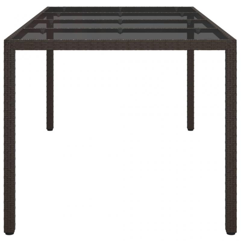 Spisebord til havehrdet glas 190x90x75 cm og kunstrattan brun , hemmetshjarta.dk