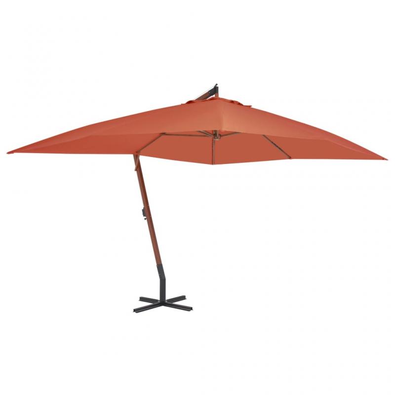 Frithngende parasol med trstang 400x300 cm terracotta , hemmetshjarta.dk