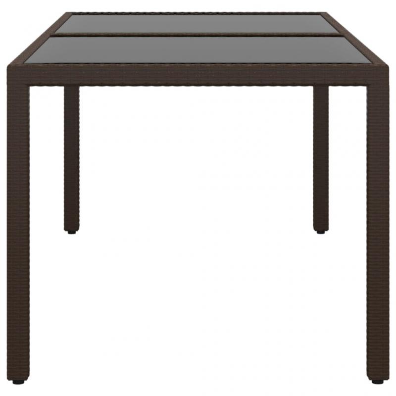 Spisebord til havehrdet glas 150x90x75 cm og syntetisk rattan brun , hemmetshjarta.dk