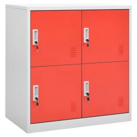 Opbevaringsskab lysegrå og rød stål 90x45x92,5 cm , hemmetshjarta.dk