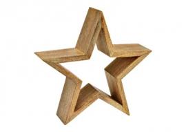 Dekorativ stjerne af mangotræ (B/H/D) 34x33x9cm , hemmetshjarta.dk