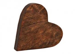 Dekorativt hjerte af brunt mangotræ (B/H/D) 23x22x4cm , hemmetshjarta.dk
