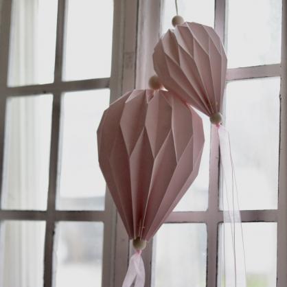 Papirballon med tygremser 85 cm - lyserosa , hemmetshjarta.dk
