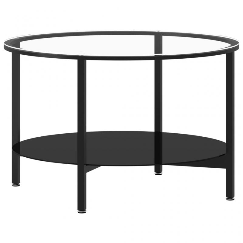 Sofabord hrdet glas sort og gennemsigtigt 70 cm , hemmetshjarta.dk
