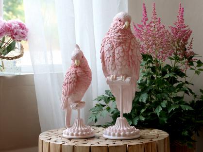Dekoration Fugl papegje p fod pink H37,5/L12/B12,5 cm , hemmetshjarta.dk