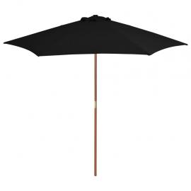 Parasol med træstang 270 cm sort , hemmetshjarta.dk