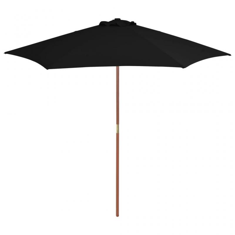 Parasol med trstang 270 cm sort , hemmetshjarta.dk