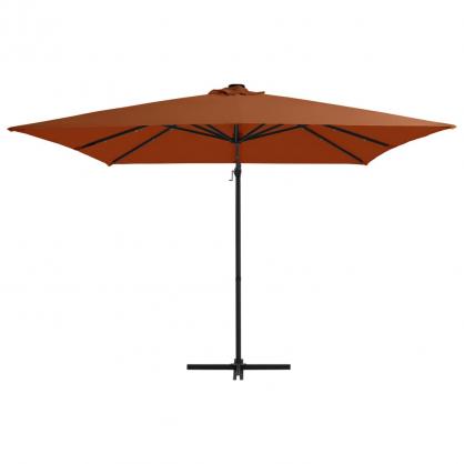 Frithngende parasol med stang og LED terracotta 250x250 cm , hemmetshjarta.dk