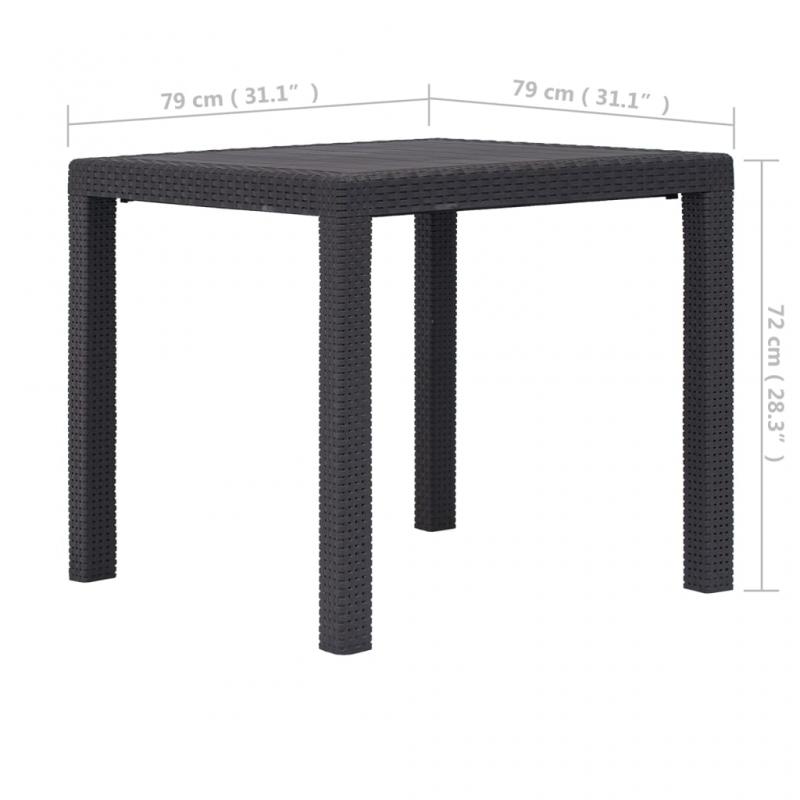Spisebord til have 79x79x72 cm syntetisk rattan brun , hemmetshjarta.dk