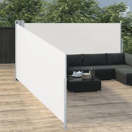 Udtrækkeligt sidemarkise til terrasse cremehvid 100x1000 cm dobbelt , hemmetshjarta.dk