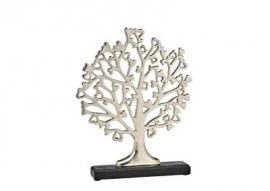 Dekorativt træ på base af mangotræ, sølv (B/H/D) 27x34x5cm , hemmetshjarta.dk