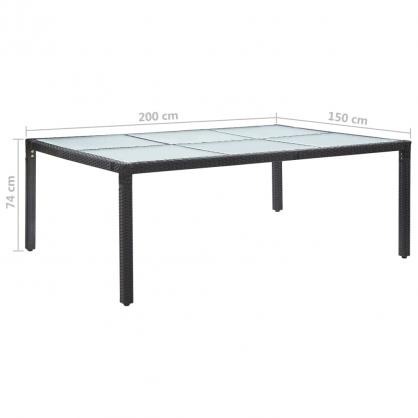 Spisebord til have 200x150x74 cm sort kunstrattan , hemmetshjarta.dk