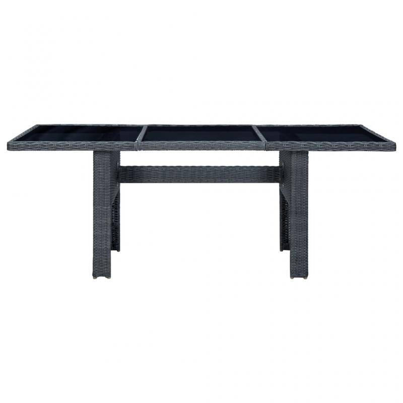 Spisebord til havehrdet glas 200x100x74 cm mrkegr kunstrattan , hemmetshjarta.dk