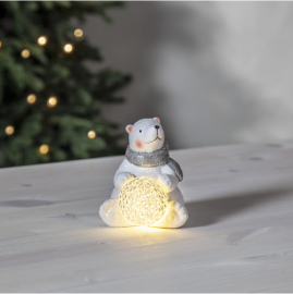 Julepynt LED Isbjørn 11 cm Hvid , hemmetshjarta.dk