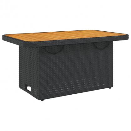 Spisebord til have 90x55x71 cm sort kunstrattan og akacietr , hemmetshjarta.dk