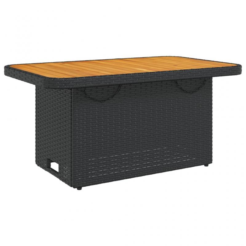 Spisebord til have 90x55x71 cm sort kunstrattan og akacietr , hemmetshjarta.dk