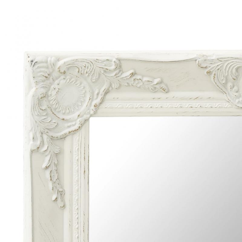 Vgspejl barok stil hvid 50x50 cm , hemmetshjarta.dk