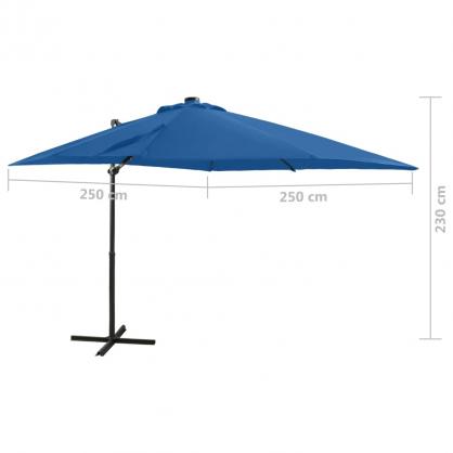 Frithngende parasol med stang og LED azurbl 250 cm , hemmetshjarta.dk