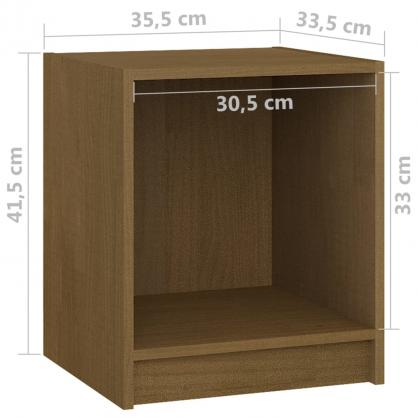 Sengebord 35,5x33,5x41,5 cm massiv fyrretr honningbrun 2 stk. , hemmetshjarta.dk