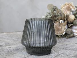 Vase med riller Carbon glas H17/D17 cm , hemmetshjarta.dk
