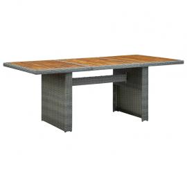 Spisebord til have 200x100x74 cm lysegrå kunstrattan og massivt akacietræ , hemmetshjarta.dk