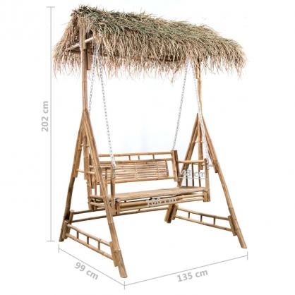 Hngekje 2-sder med palmeblade og bambuspude 202 cm , hemmetshjarta.dk