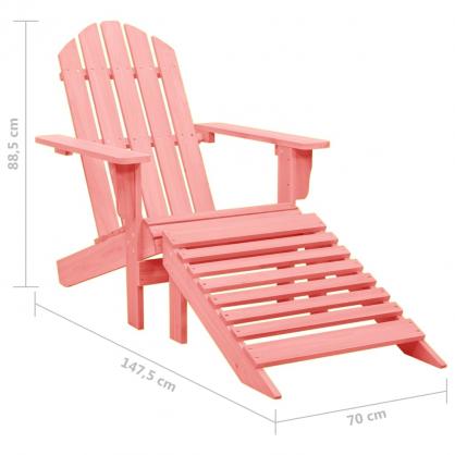 Adirondack stol med fodskammel massiv grantr pink , hemmetshjarta.dk