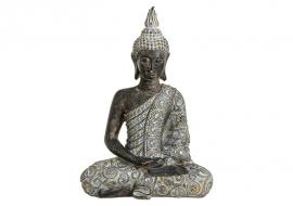 Dekoration Buddha grå siddende polyresin (B/H/D) 23x33x13 cm , hemmetshjarta.dk