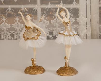 Ballerinaer, creme/guld, 2-pack H26,7/H23,5 cm, poly , hemmetshjarta.dk