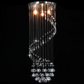 Loftslampe med krystal perler sølv spiral G9 , hemmetshjarta.dk