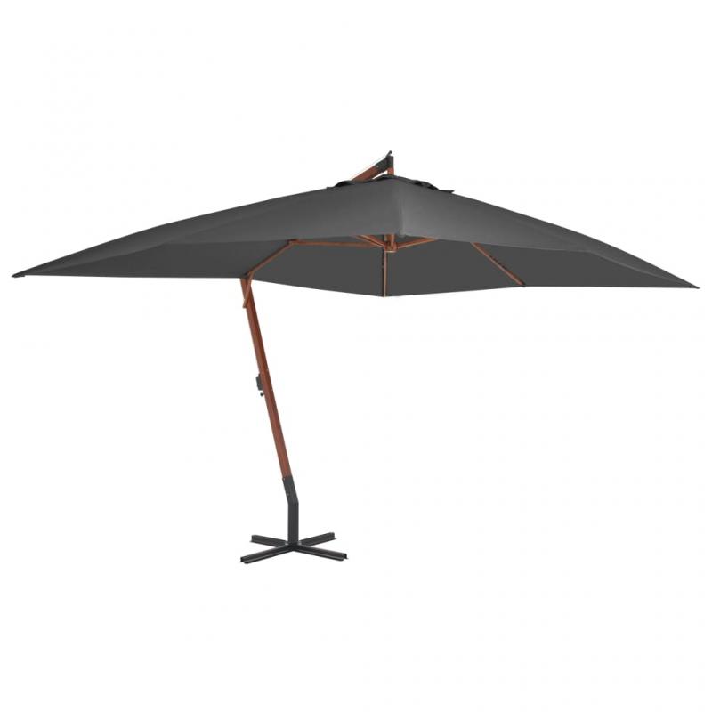 Frithngende parasol med trstang 400x300 cm antracit , hemmetshjarta.dk