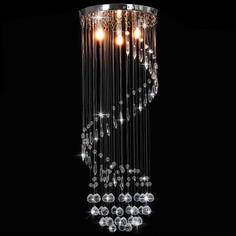 Loftslampe med krystal perler slv spiral G9 , hemmetshjarta.dk