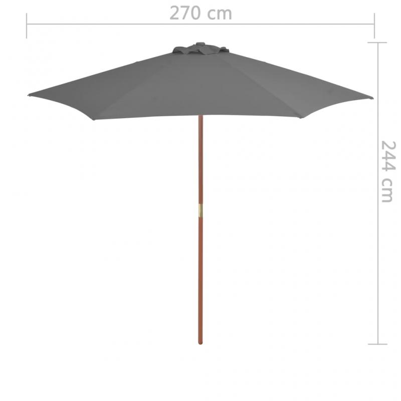 Parasol med trstang 270 cm antracit , hemmetshjarta.dk