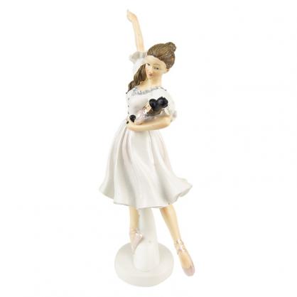 Juledekoration Statue Ballerina 25 cm Hvid polyresin , hemmetshjarta.dk