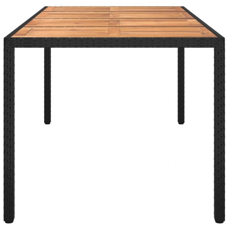 Spisebord til have 190x90x75 cm kunstrattan og akacietr sort , hemmetshjarta.dk