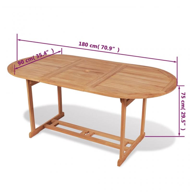 Spisebord til have 180x90x75 cm massiv teaktr , hemmetshjarta.dk