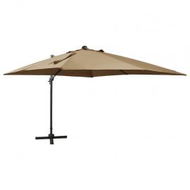 Frithængende parasol med stang og LED taupe 300 cm , hemmetshjarta.dk