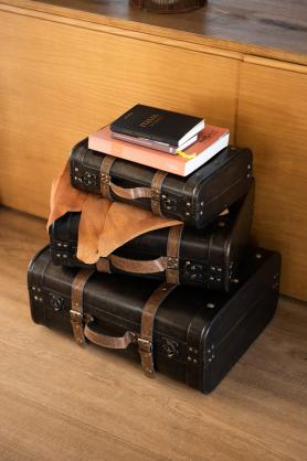 Dekorative kufferter Afrundet trbrun 3-pack 45x35,5x19,5 , hemmetshjarta.dk
