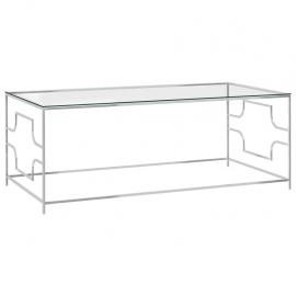 Sofabord rustfrit stål sølv og hærdet glas 120x60x45 cm , hemmetshjarta.dk