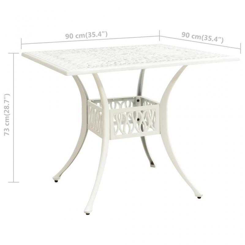 Sofabord til have 90x90x73 cm hvid stbt aluminium , hemmetshjarta.dk